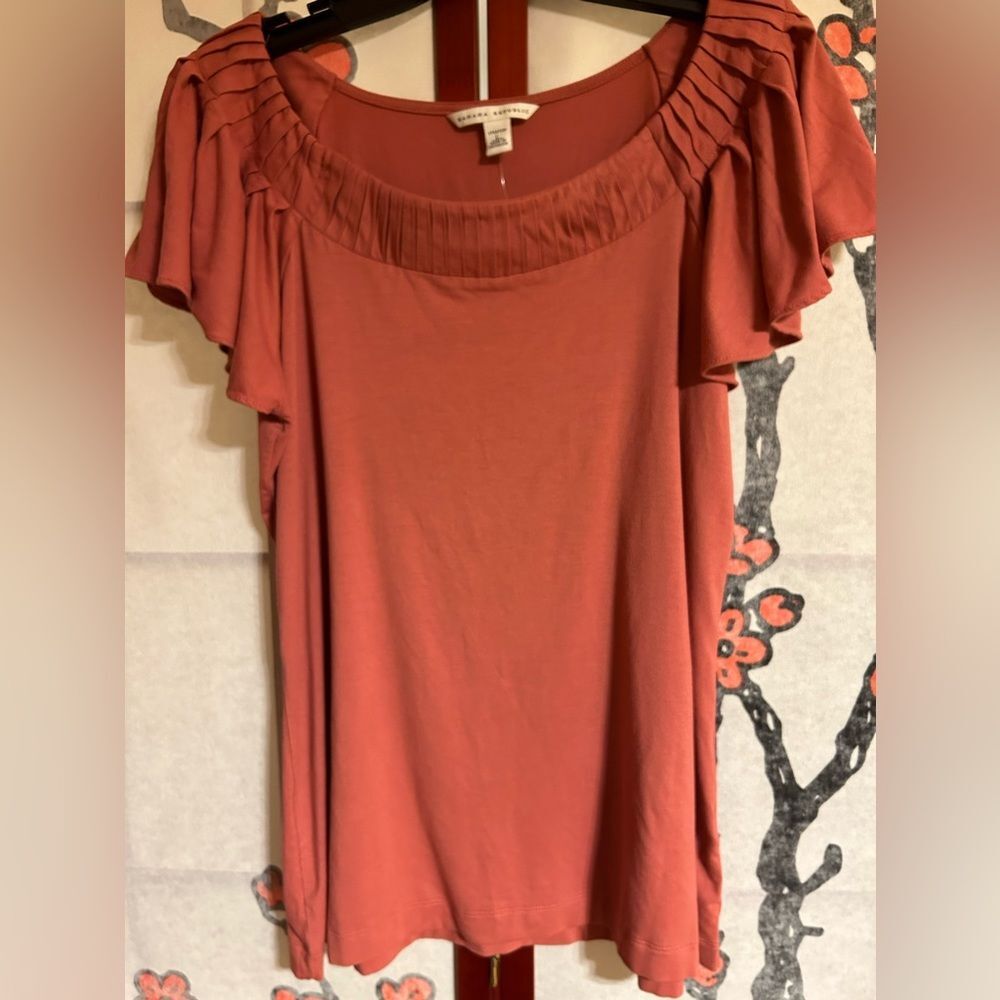 Banana Republic Shirt with Pleated Neckline & Flutter Sleeves NWT